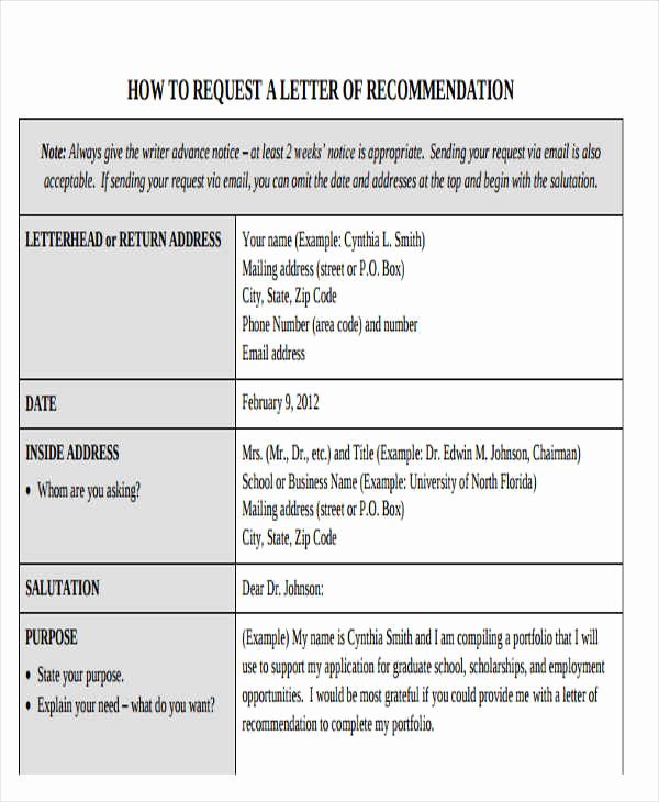 Request Letter Of Recommendation Template Elegant 45 Free Re Mendation Letter Templates