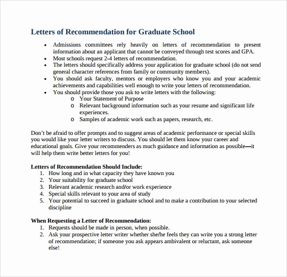 Requesting for Letter Of Recommendation Unique 44 Sample Letters Of Re Mendation for Graduate School