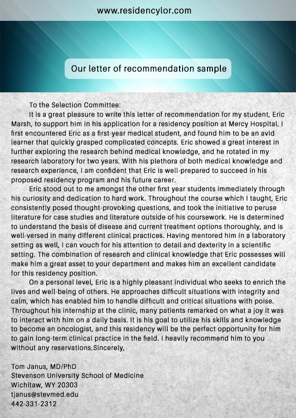 Residency Letter Of Recommendation Sample Fresh Professional Medical Re Mendation Letter for Residency