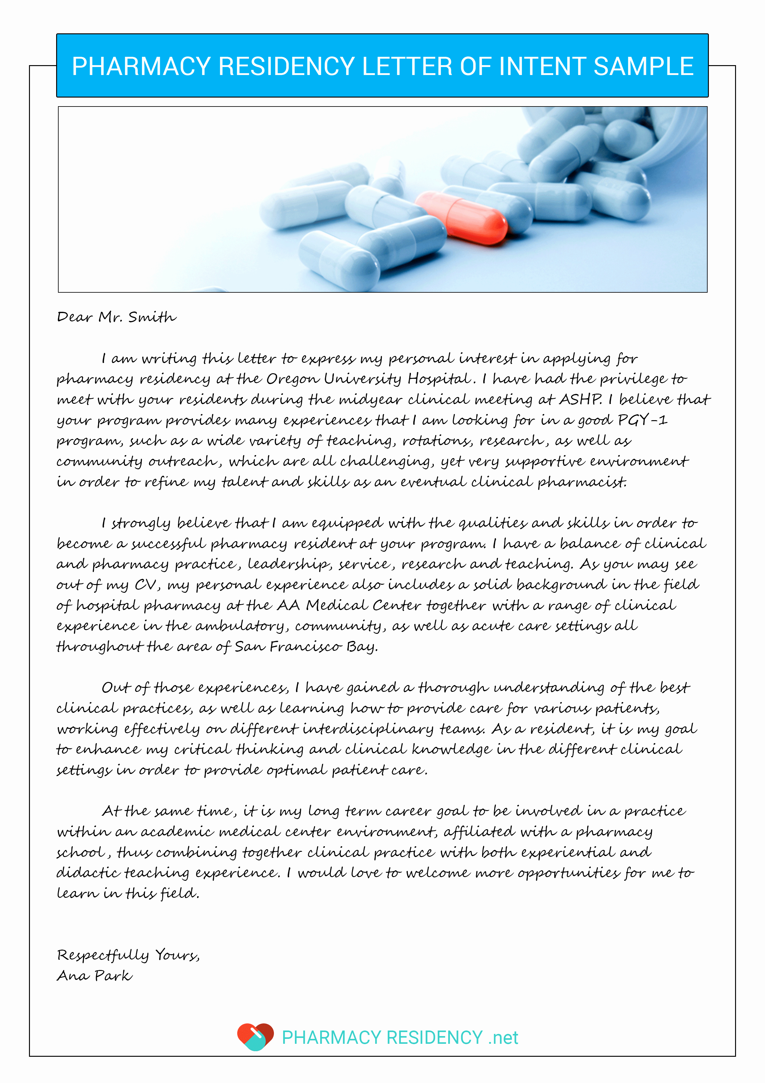 Residency Letter Of Recommendation Samples Lovely Pharmacy Letter Of Intent Sample