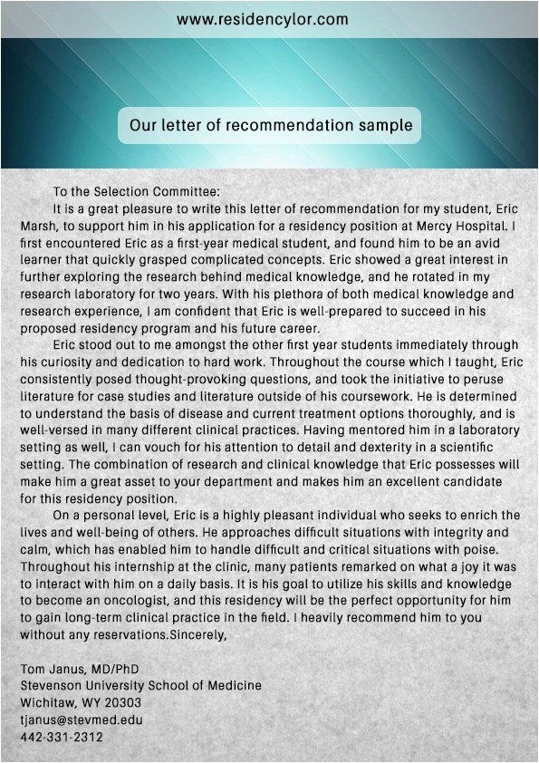 Residency Recommendation Letter Sample Fresh Sample Pharmacy Residency Letter Intent