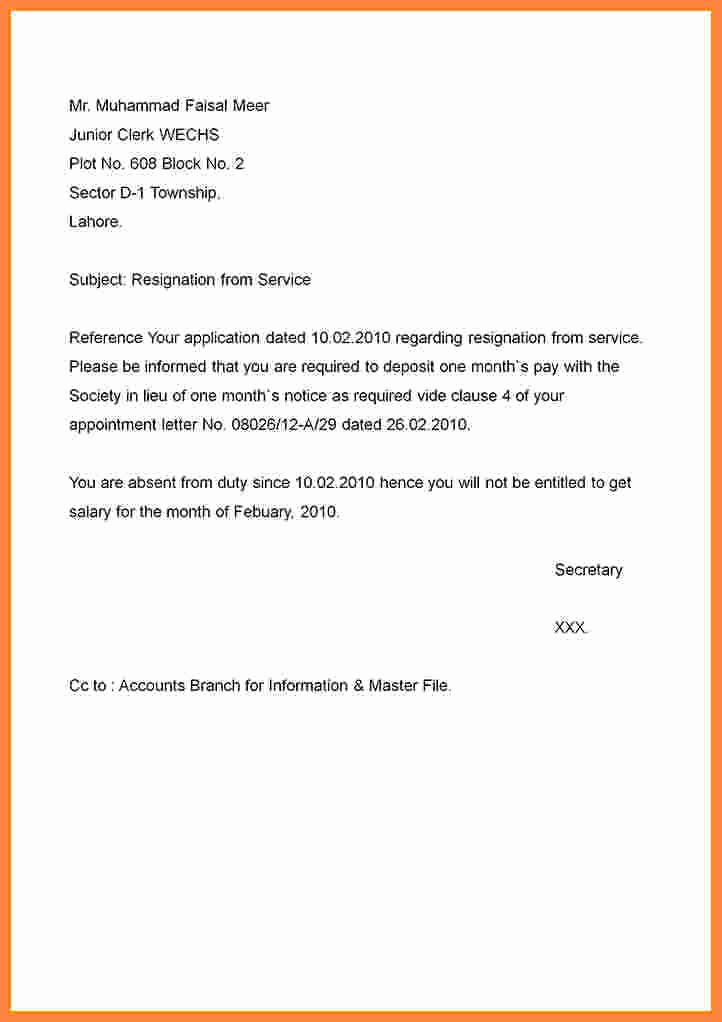 Resignation Letter format Pdf Beautiful 5 Resignation Letter Sample One Month Notice Pdf