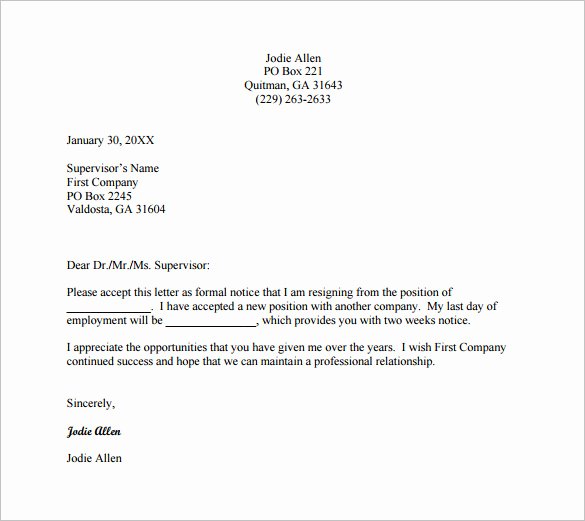 Resignation Letter format Pdf Elegant 22 Resignation Letter Examples Pdf Doc