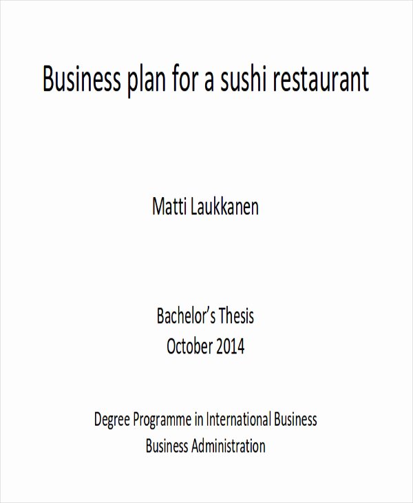 Restaurant Business Plan Template Luxury 8 Sample Restaurant Business Plan Examples In Word Pdf