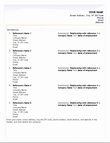 Resume for Letter Of Recommendation New Entry Level Resume Reference Sheet