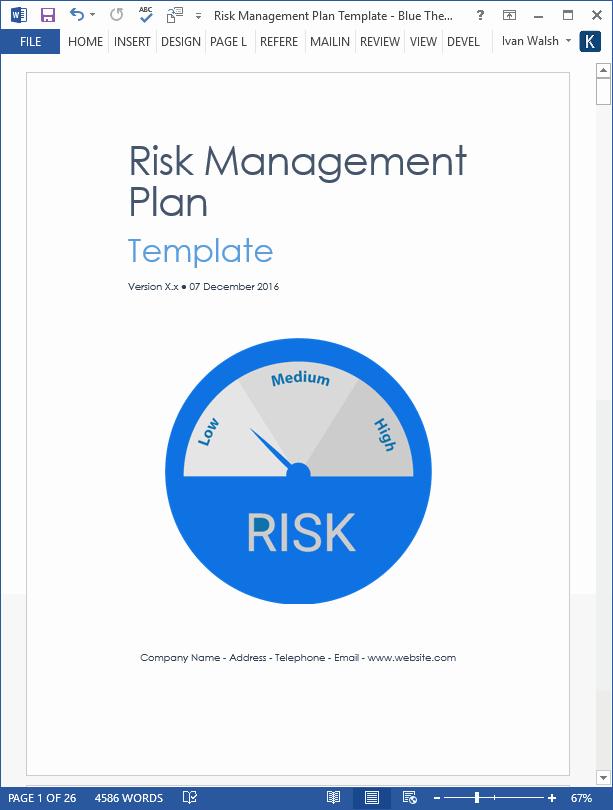 Risk Management Plan Template Doc Beautiful Risk Management Plan Template – 24 Pg Ms Word &amp; Free Excel