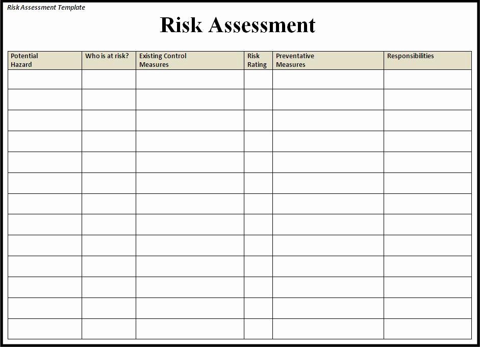 Risk Management Plan Template Pdf Lovely Risk assessment Template