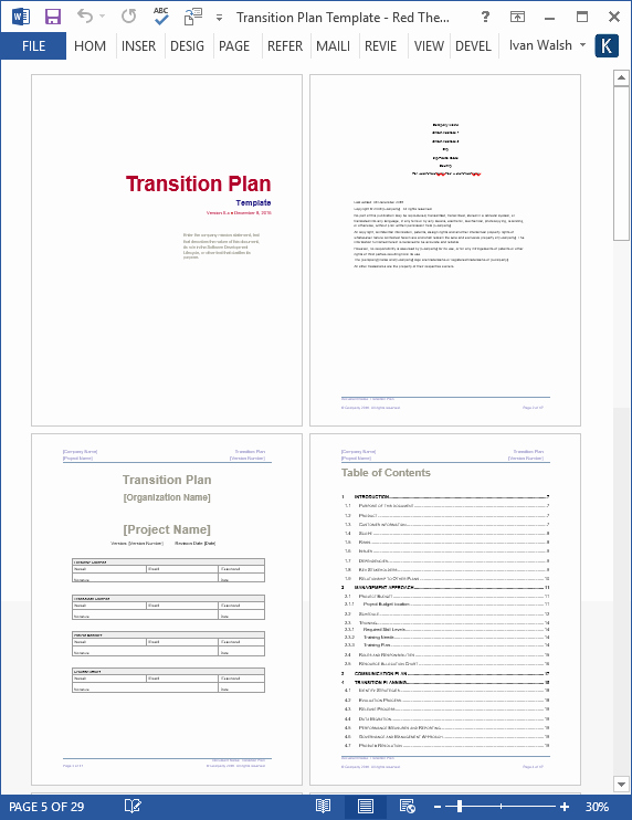 Role Transition Plan Template New Transition Plan – Ms Word Template – Instant Download