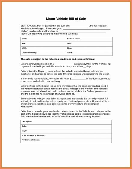 Rv Lease Purchase Agreement Lovely Vehicle Bill Sale Template Fillable Pdf