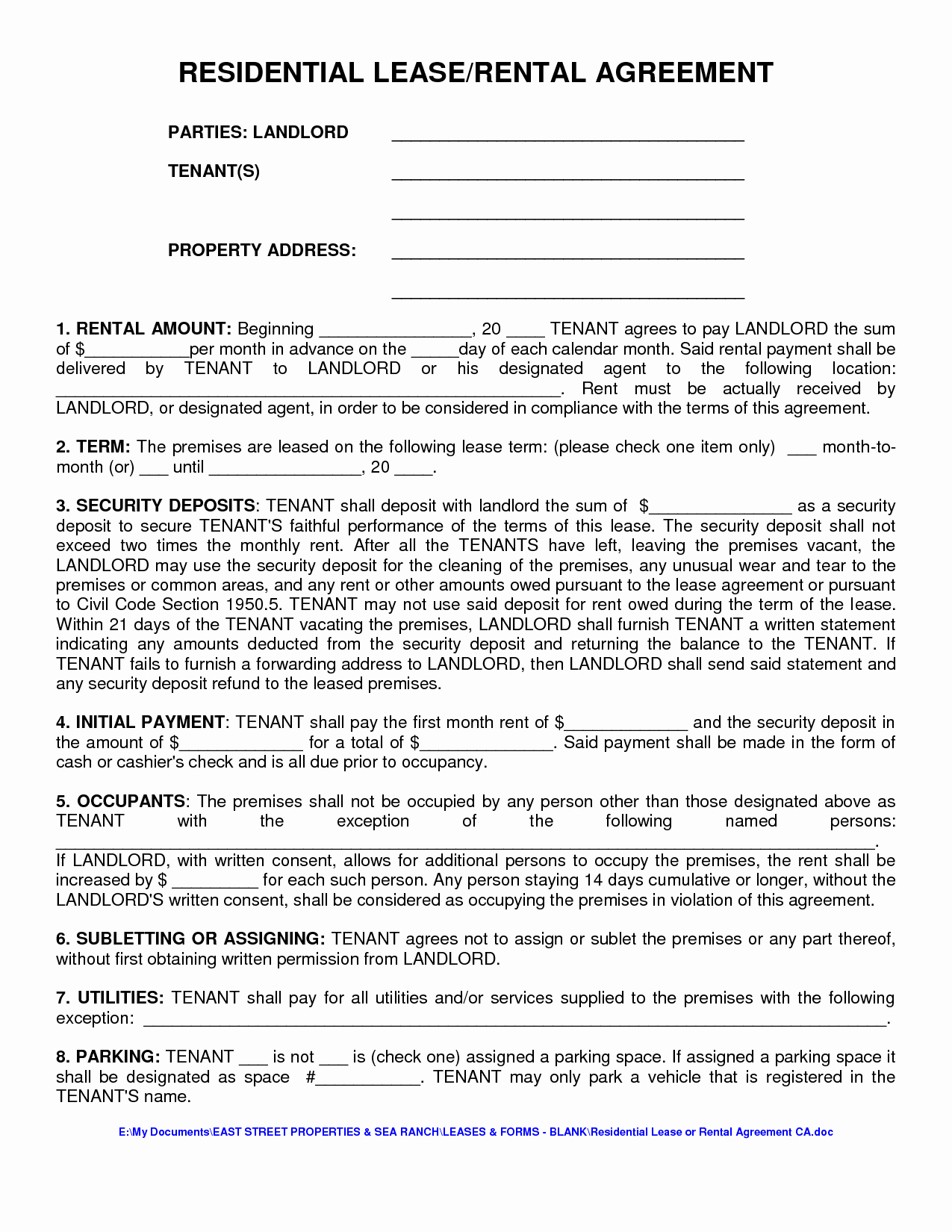 Rv Park Rental Agreement Awesome Residential Lease Agreement Template