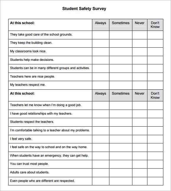Safety Plan Template for Students Luxury Pdf 2018 Student Safety Survey – Survey Templates and