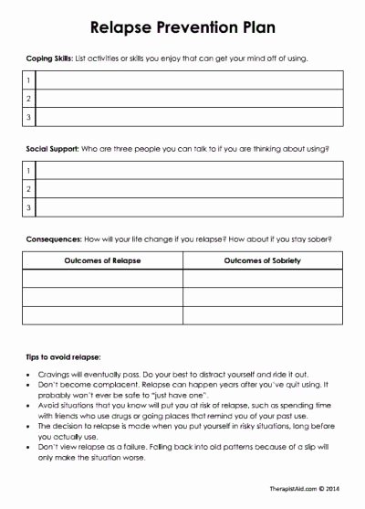 Safety Plan Template for Youth Inspirational Relapse Prevention Plan Version