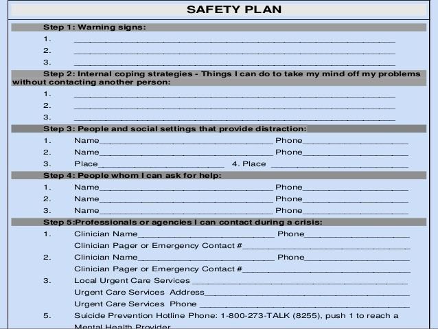 Safety Plan Template for Youth Luxury Related Image Psychology