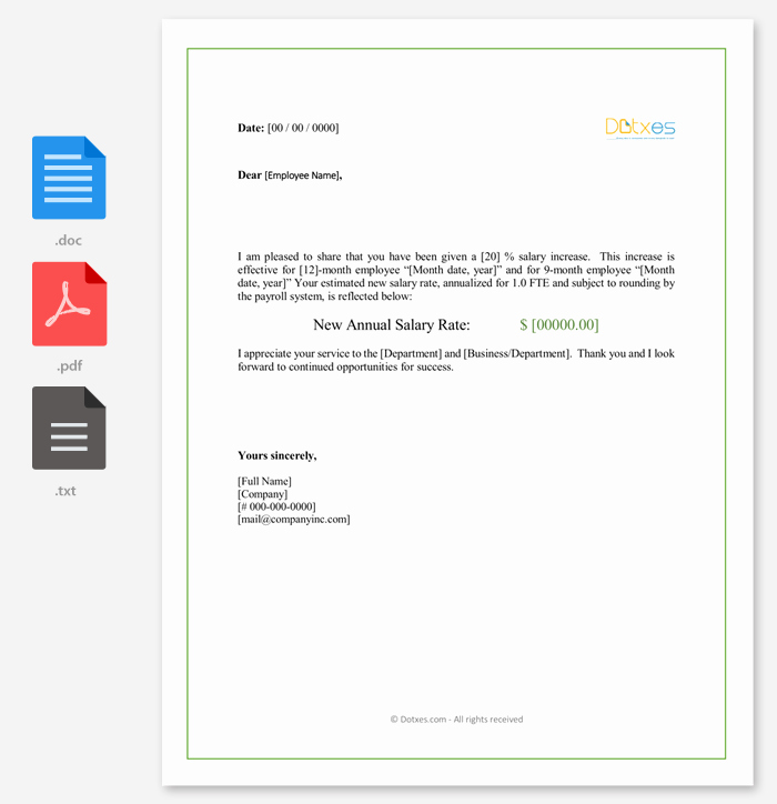 Salary Increase Letter format Lovely Salary Increment Letter 14 Best Printable Samples and