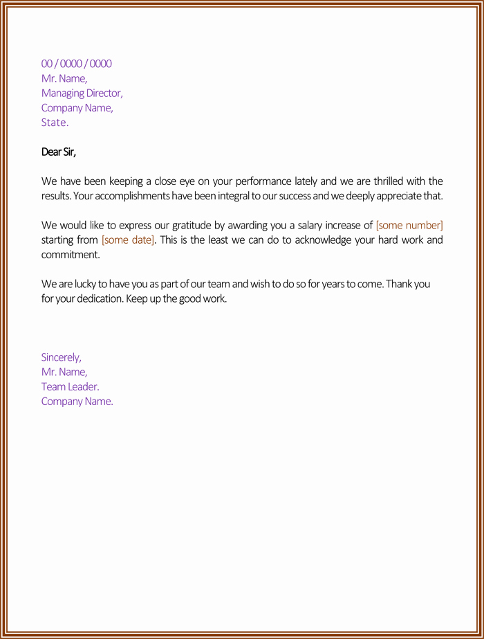 Salary Increase Letter format Luxury Salary Increment Letter 6 Best Printable Samples Dotxes