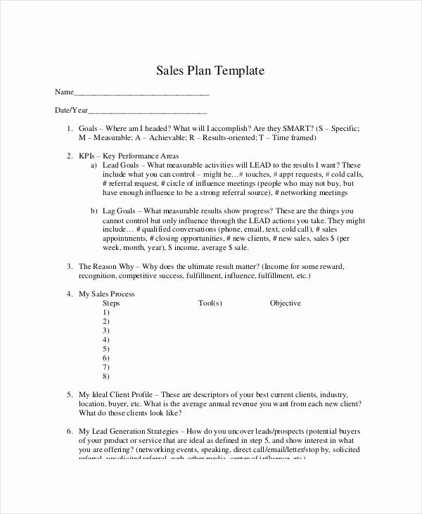 Sales Business Plan Template Luxury Personal Sales Plan Templates 5 Free Pdf format