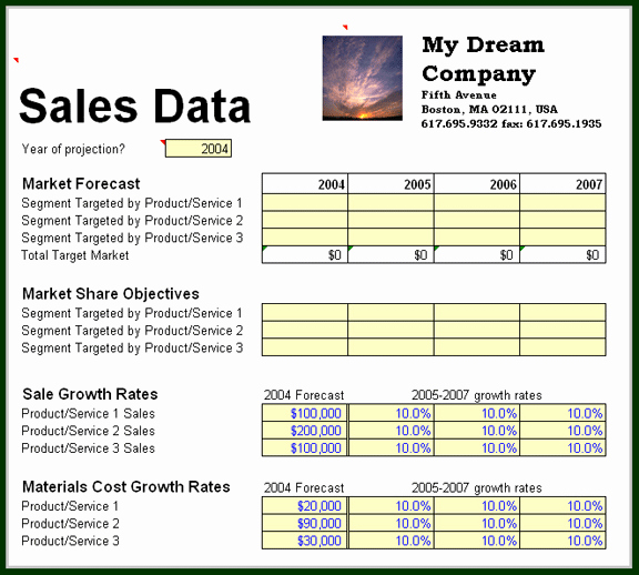 Sales Plan Template Excel Fresh Business Planning Sales Data