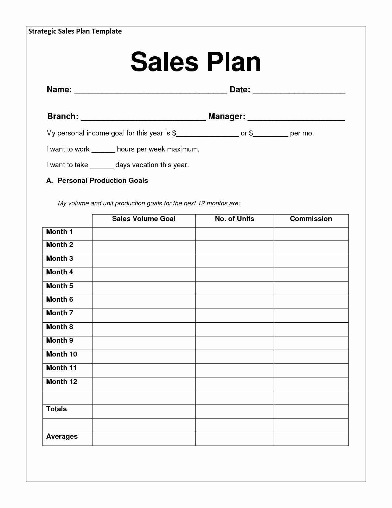 Sales Plan Template Excel Unique Sales Plan Templates Word Excel Samples