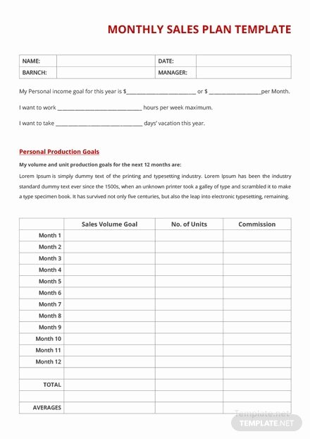 Sales Plan Template Word Unique Free Sample Sales Plan Template Download 56 Plans In