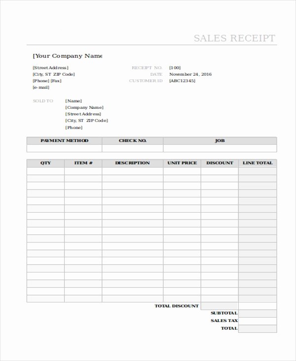Sales Receipt Template Excel Unique Sample Sales Receipt form 10 Free Documents In Excel Pdf