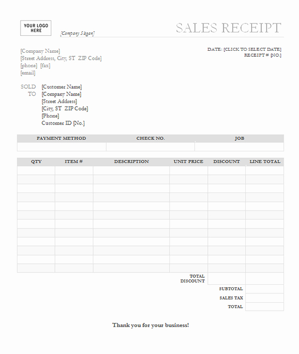 Sales Receipt Template Word Awesome Blank Receipt Template Microsoft Word