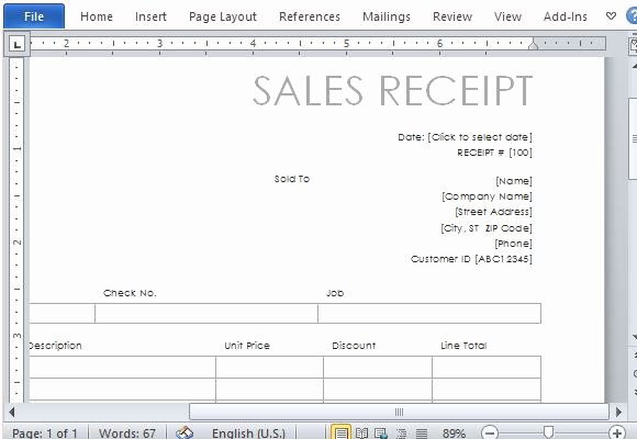 Sales Receipt Template Word New E Page Sales Receipt form Template for Word