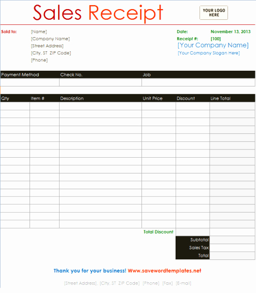 Sales Receipt Template Word New Receipt Template Save Word Templates