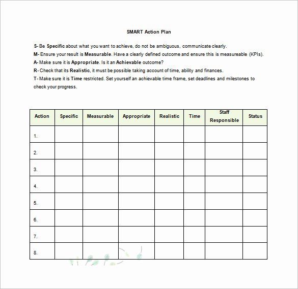 Sample Action Plan Template Best Of Smart Action Plan Template