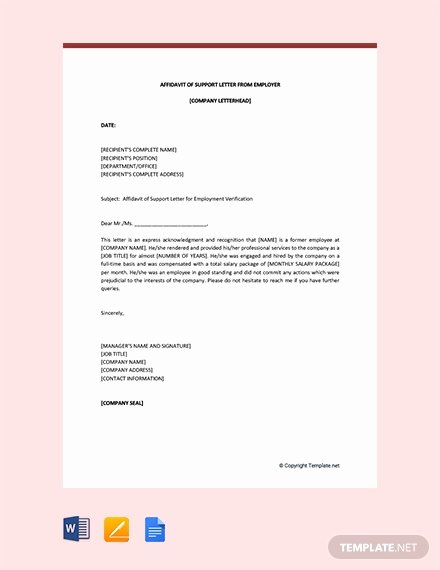 Sample Affidavit Of Support Letter Luxury Free Immigration Letter Of Support Template Download 1639