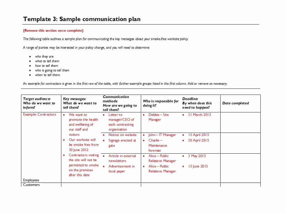 Sample Communication Plan Template Unique 37 Simple Munication Plan Examples Free Templates