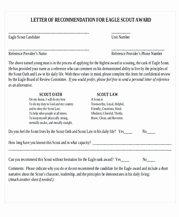 Sample Eagle Scout Recommendation Letter Unique Eagle Scout Letter Of Re Mendation Sample From Parents