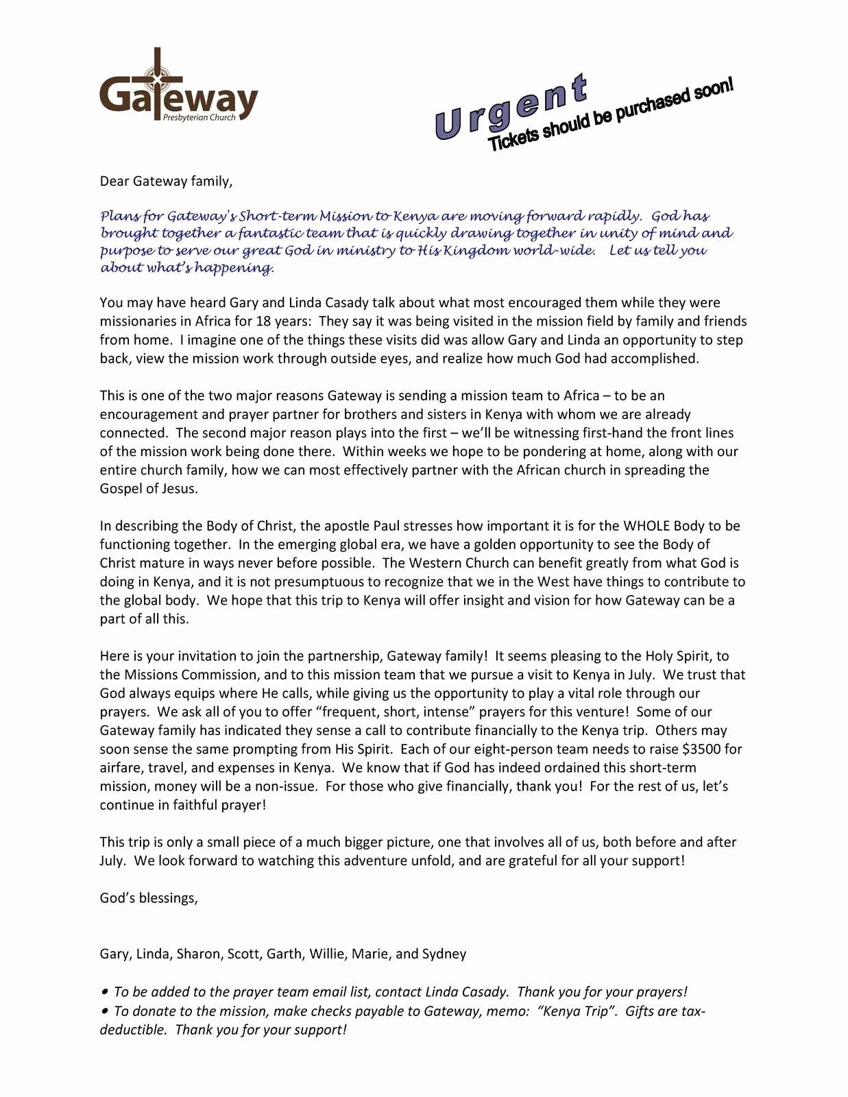 Sample Fundraising Letter for Mission Trip Inspirational Mission Trip Letter Template Support Collection