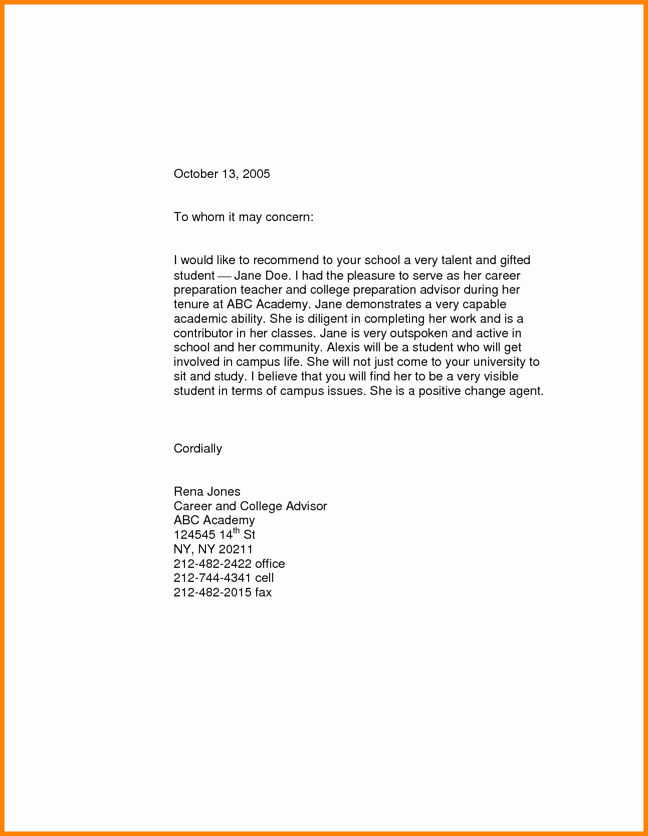 Sample High School Recommendation Letter Inspirational 7 How Do You Write A Re Mendation Letter for A Student