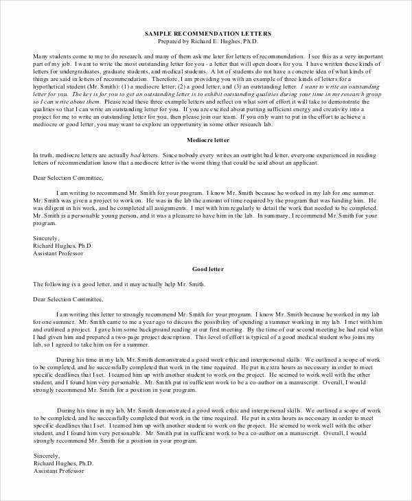 Sample High School Recommendation Letter New 8 Sample Letters Of Re Mendation for Student