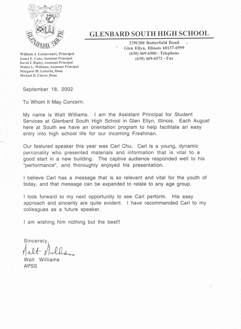 Sample High School Recommendation Letter Unique Examples Letter to School Conciler About Chid for