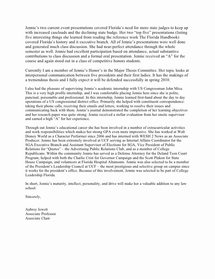 Sample Law School Recommendation Letter New Law School Letter Of Re Mendation