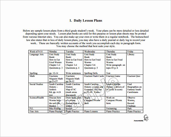 Sample Lesson Plan Template Beautiful Daily Lesson Plan Template 14 Free Pdf Word format