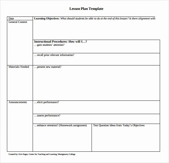 sample printable lesson plan template