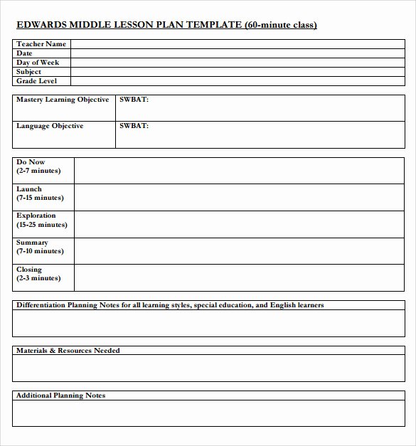 Sample Lesson Plan Template Unique Sample Lesson Plan 6 Documents In Pdf Word