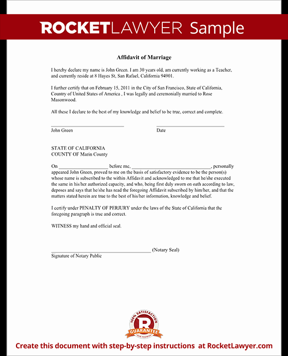 Sample Letter for Immigration Marriage Elegant Affidavit Of Marriage form Marriage Affidavit Letter Sample