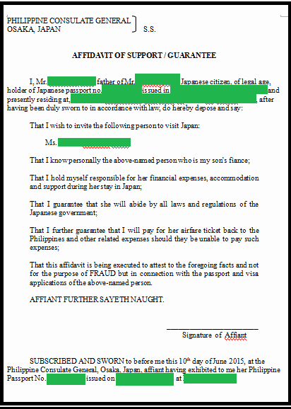 Sample Letter Of Affidavit Of Support New How to Japan Authenticated and Notarized Affidavit Of