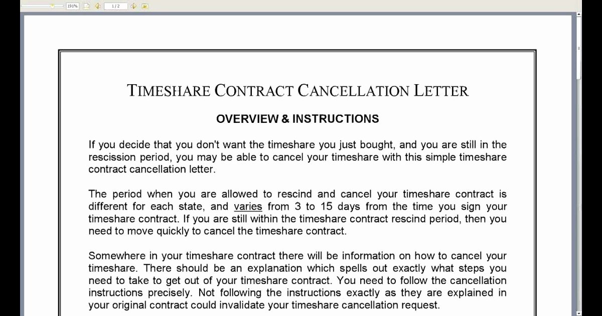 Sample Letter to Cancel Timeshare Contract Best Of Timeshare Cancellation Letter Sample