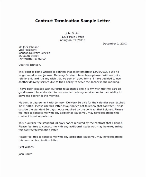 Sample Letter to Cancel Timeshare Contract Inspirational 9 Sample Termination Letters