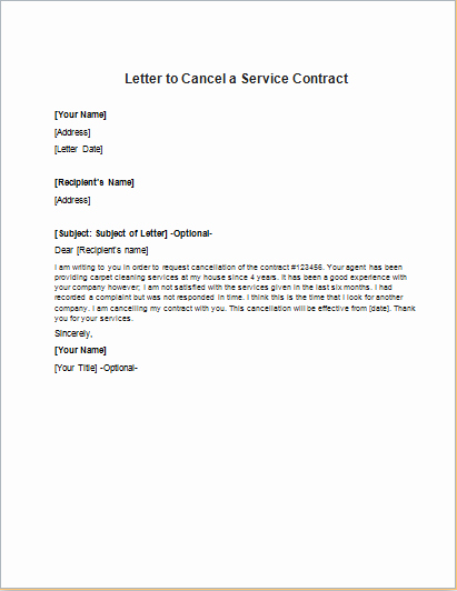 Sample Letter to Cancel Timeshare Contract Lovely Contract Cancellation Letter Idealstalist