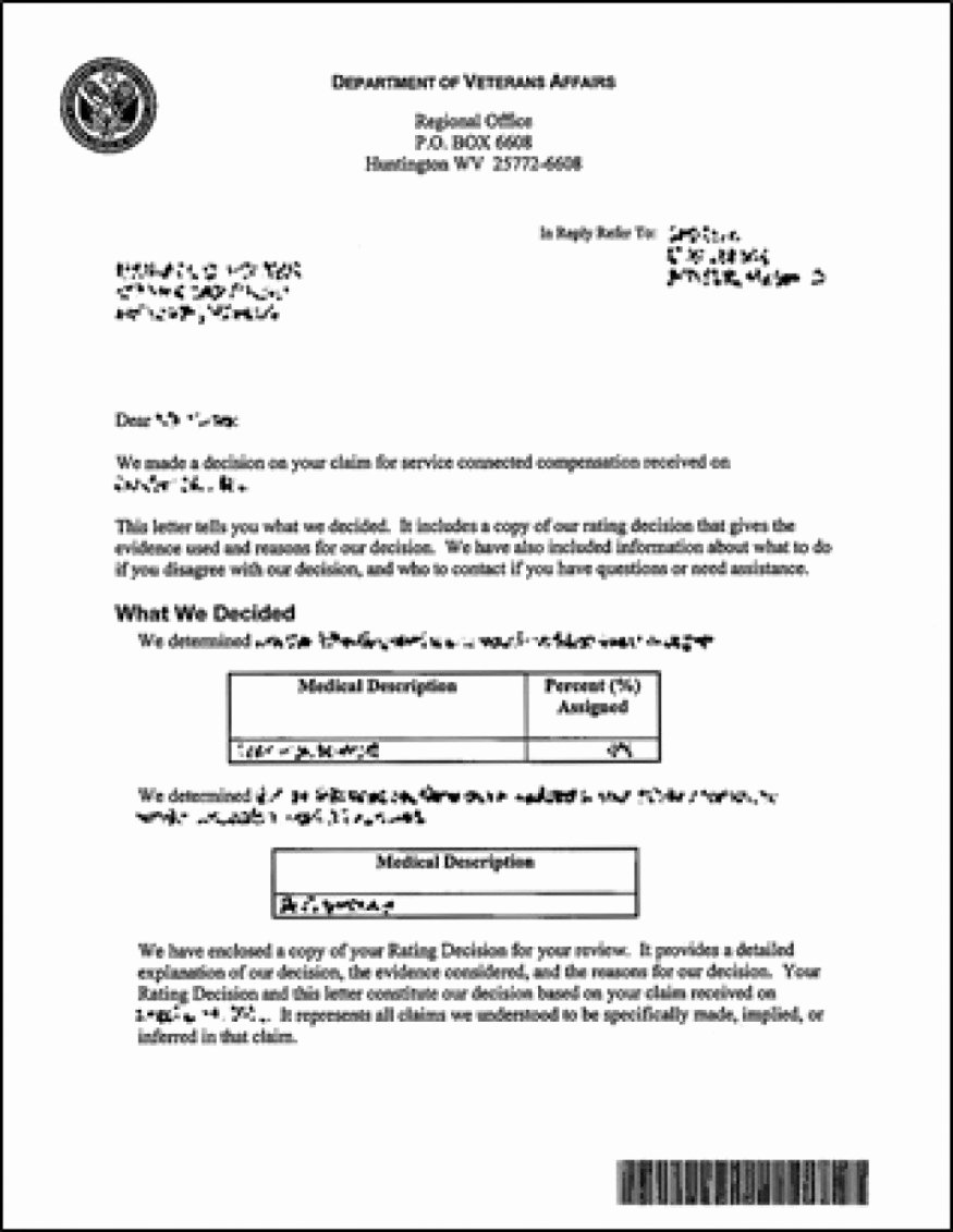 Va Disability Award Letter Sample