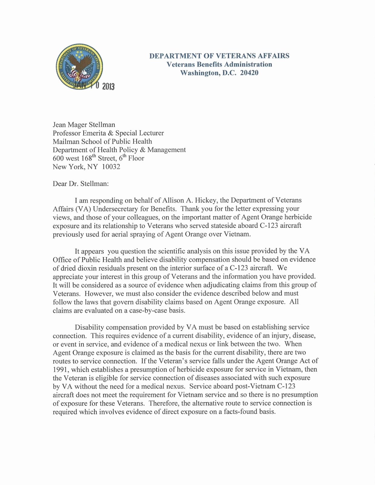 Sample Letter to Va for Disability Fresh Agent orange C 123k Aircrew &amp; Maintainers Va now