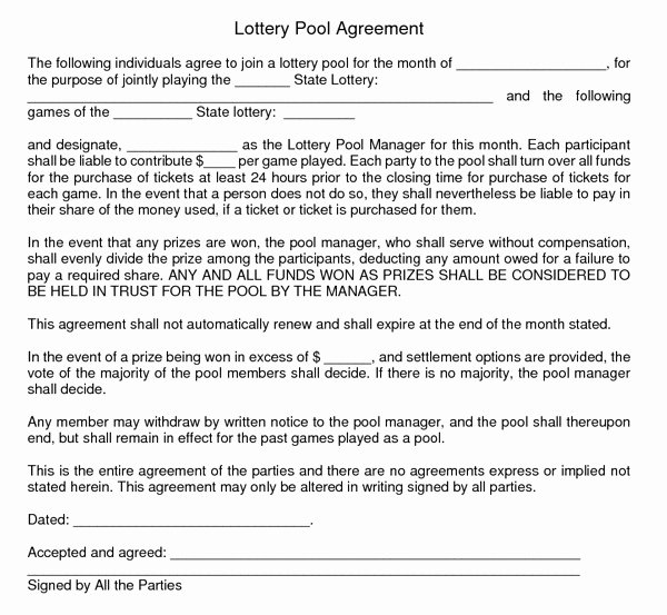 Sample Lottery Pool Agreement Lovely Canadian Pay Stub Template Pdf Templates Resume