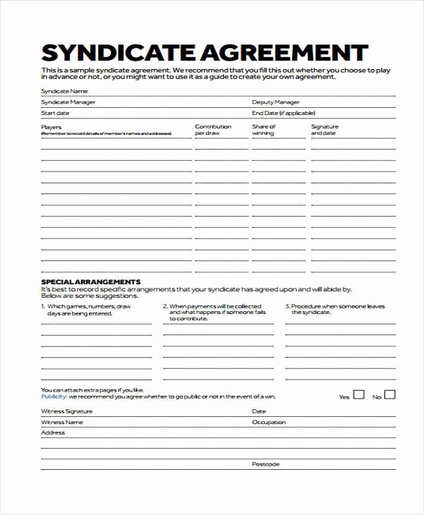 Sample Lottery Pool Agreement Unique Lottery Agreement Template Uk Templates Resume