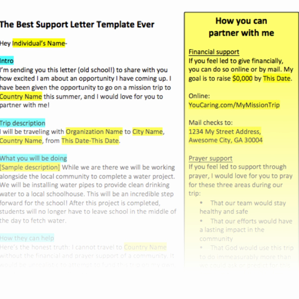 Sample Mission Trip Fundraising Letter Best Of the Best Support Letter Template Ever Seriously