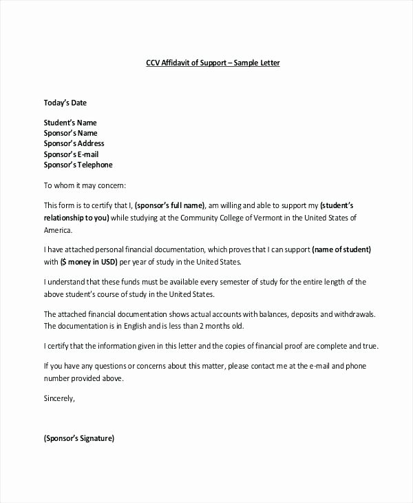Sample Of Affidavit Of Support Letter Lovely 14 Letter Of Immigration Support Example